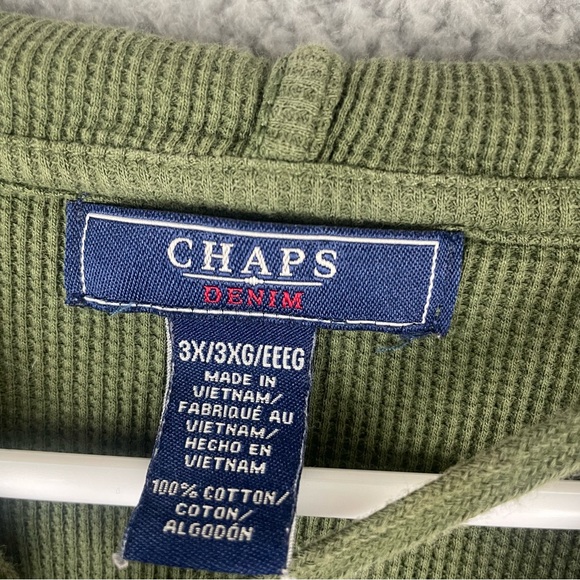 Chaps Pullover Hooded Top Waffle Knit Green - Picture 3 of 7